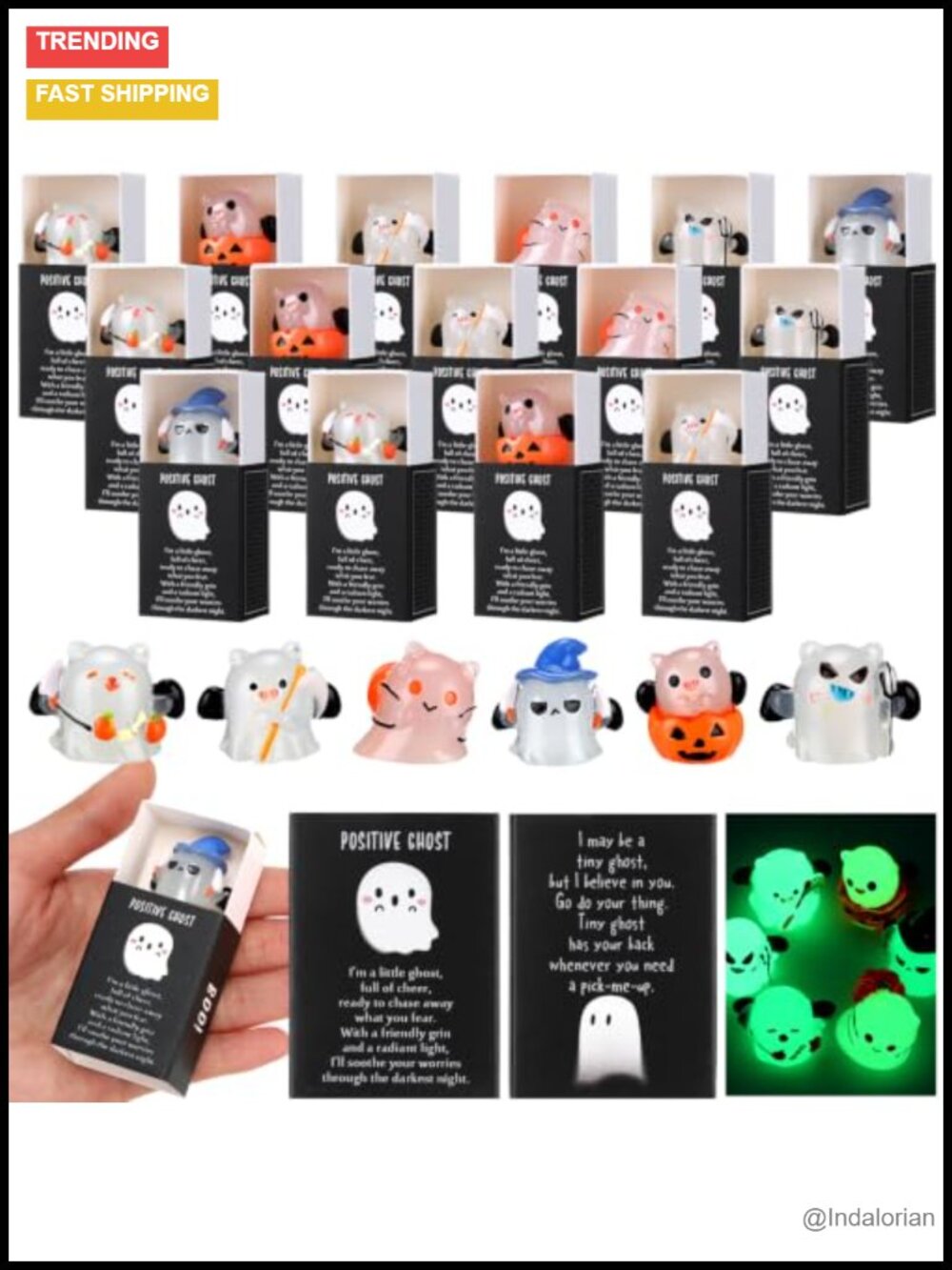 36 Pcs Mini Resin Ghost Figurines Halloween Party Favors Glow in Dark Decor